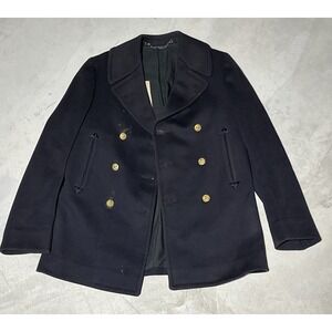 Vintage US Navy Academy Naval Clothing WWII Dated 1931 30s Wool Pea Coat Men's